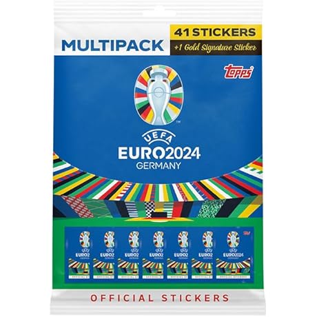 Topps Euro 2024 Sticker Album Official Collection: 40+ Stickers + Gold Signature Series