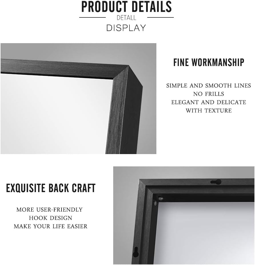 NeuType 36"x24" Wall-Mounted Mirror Bathroom Mirror for Wall, Aluminum Alloy Frame Wall Mirror for Bedroom, Entryway, Living Room, Hanging or Leaning Against Wall, Black : Home & Kitchen