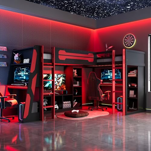 XD Designs L-Shaped Loft Bed Twin Size with Desks and