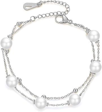 Jude Jewelers Stainless Steel Faux Pearl Chain Style Beaded Party Holiday Bracelet
