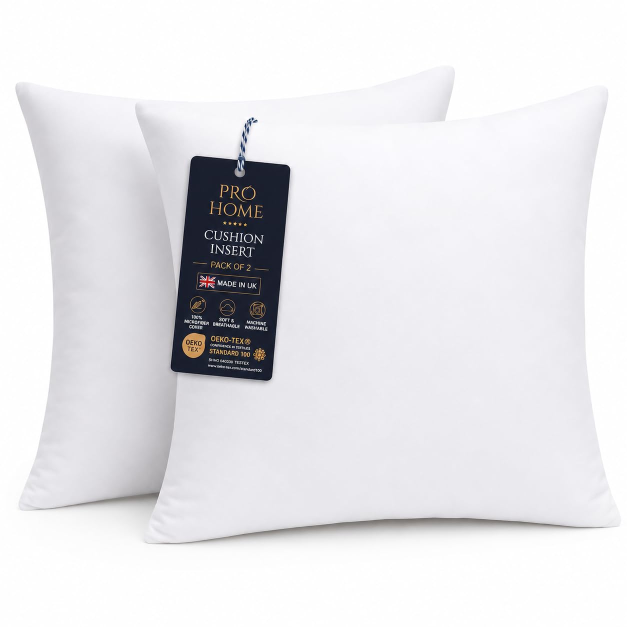 Pro Home 50X50cm(20X20) 50X50cm Cushion Insert/Inner Soft & Fluffy Cushion Pads 20X20inches Hypoallergenic Cushion Inner–Hollowfiber Fill Cushions For Home, Sofa, Couch & Bedroom- Pack Of 2