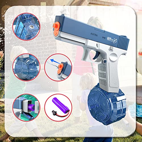 Electric Water Guns, Water Soaker Gun Toy For For Kids Ages 8-12, Automatic Squirt Guns Up To 32 Ft Range, Summer Pool Beach Party Water Squirter For Kids & Adults (Blue-Ab) #TOP1