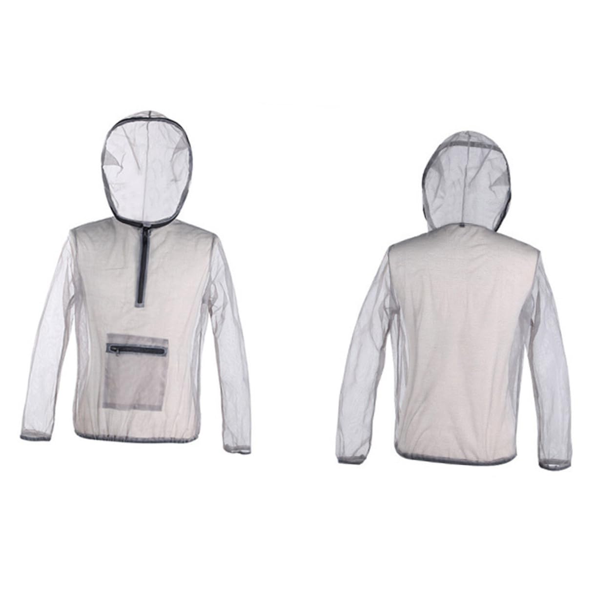 Graues Mesh Schutzshirt mit Kapuze, Xxl, für Camping und Angeln