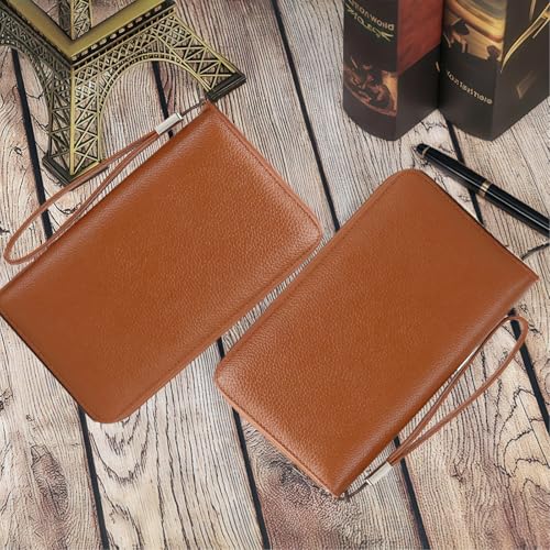 Women'S Zip Around Leather Wallet, Full Grain Cowhide Long Clutch, Large Capacity Travel Purse With Cardholder And Id Window3