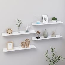 Floating Shelves for Wall 4 Pack White 23.6 Inch MDF Decorative Wall Shelves Set, Sturdy Small Shelving for Bathroom Bedroom Living Room Kitchen Home Decor Storage