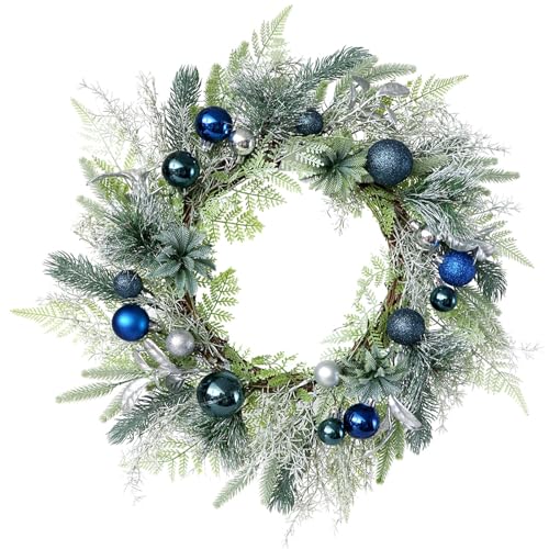 Uqezagpa Couronne de Noël à suspendre pour porte d'entrée, fenêtre, couloir, Noël, intérieur et extérieur