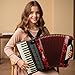 Horse Accordion, 34 Key 60 Bass Keyboard Accordions for Adults, Luxury Thicked Backpack,Straps, 34 Keys Educational Acordeón Acordeones Para Adultos Instrument for Beginner,Student,Professional,Red