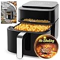 Taylor Swoden Friggitrice ad aria 6,5L XXL con doppia resistenza, 8 funzioni, finestra di visualizzazione e griglia antiaderente - Perfetta per 3-6 persone, nera