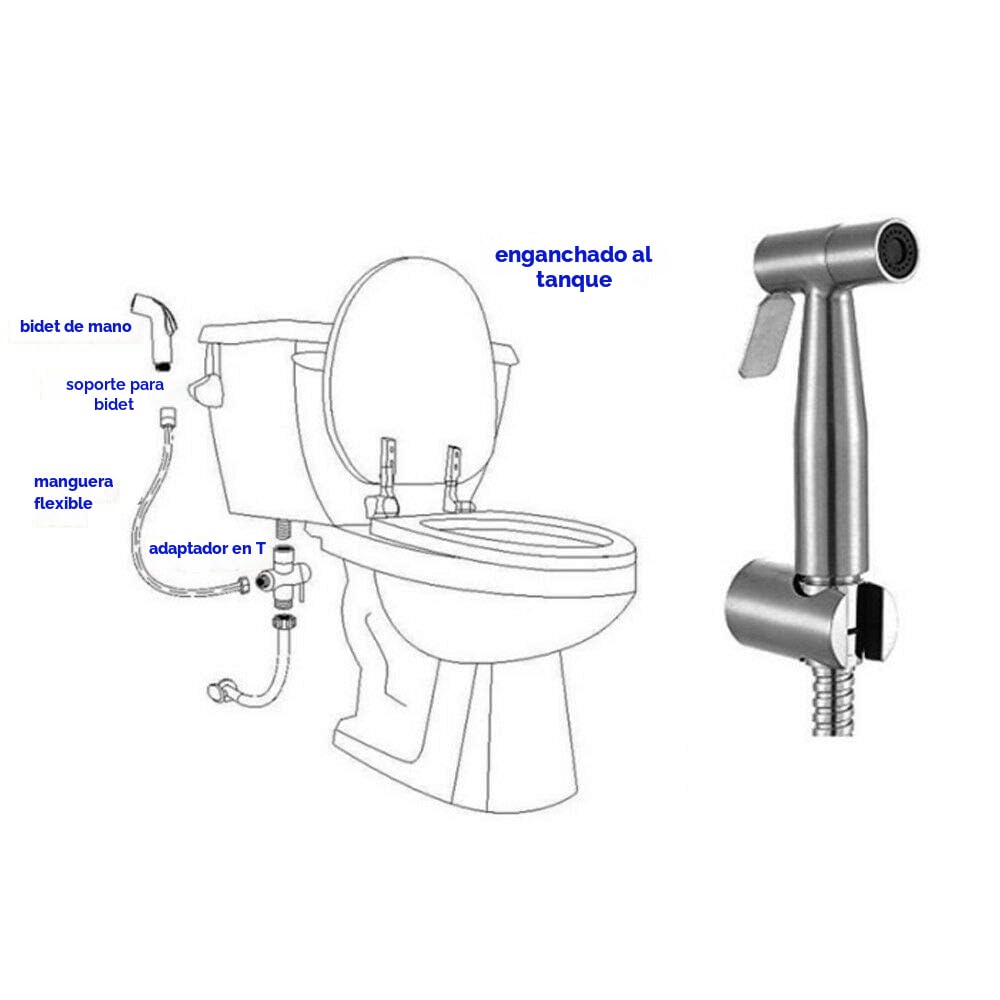 Juego de bidé, ducha de mano con adaptador de manguera y soporte para ducha para bidet, inodoro, WC