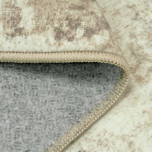 Area Rugs 6x9 Living Room: Large Soft Washable Rug Modern Abstract Anti-Skid Non-Shedding Carpet Indoor Floor Thin Carpets for Bedroom Dining Room Farmhouse Nursery Home Office Beige Grey