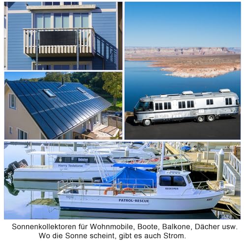 WUZECK 200W Solarpanel-Kit Flexibel 12V Set, Schwarz Flexibles Solarmodul+20A 12V/24V Solarladeregler + Solarkabel Solaranlage Wohnmobil Komplettset Wohnwagen Boot Camper Autodach Balkon