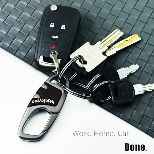 Image of Keychain Carabiner Clip,Heavy Duty Belt Loop Car Key Ring Holder | Durable metal build, mens EDC accessory, 4 key rings, secure locking D-ring, fits belt loops, holds home, car key fobs