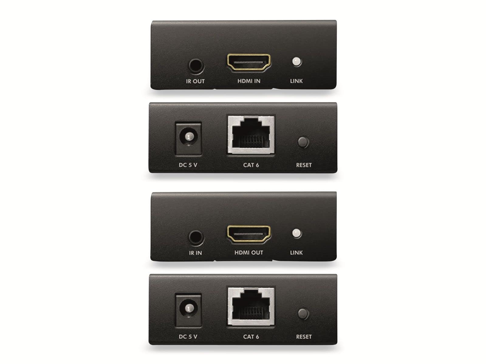 LogiLink HD0024 - Juego de Extensores HDMI Ultra HD (vía LAN), 50 m (4K/30Hz), para alargar señales HDMI a través de Cables de Red, Color Negro