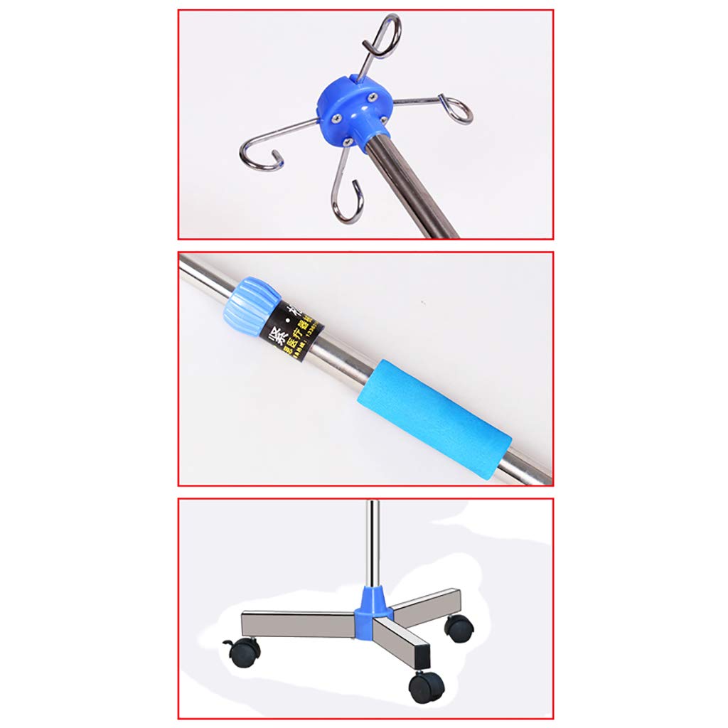 Supporto portatile per IV, regolabile, in acciaio inox, per assistenza domiciliare, ospedaliera e clinica, altezza regolabile per supporto anziano