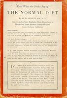 THE NORMAL DIET a Simple Statement of the Fundamental Principles of Diet for the Mutual Use of Physicians and Patients B000V9ECEA Book Cover
