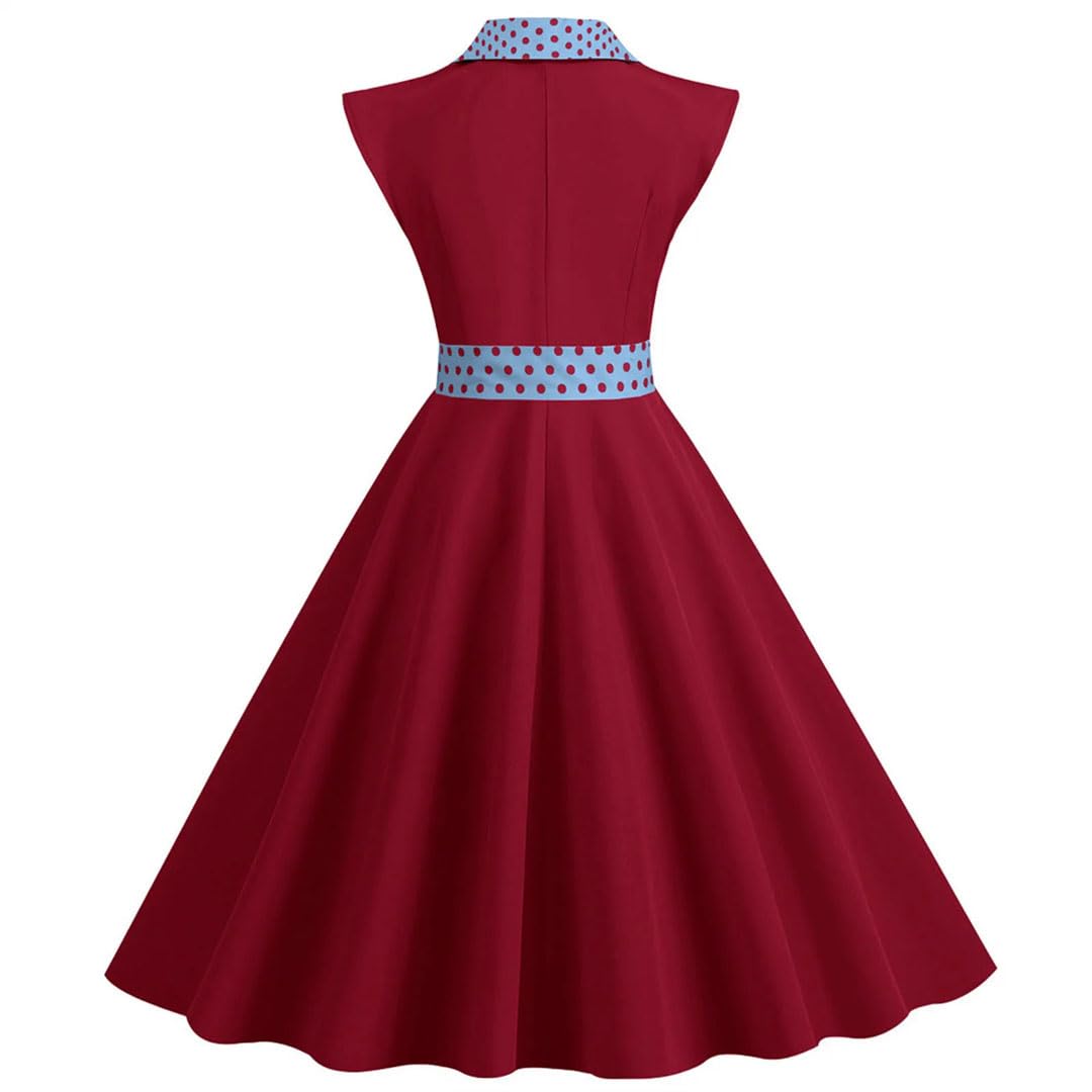 Elegancka damska sukienka z klapą, solidna sukienka w kropki, damska sukienka w stylu vintage, swing, rockabilly, na studniówkę, sukienka na imprezę, retro, sukienka midi do biura