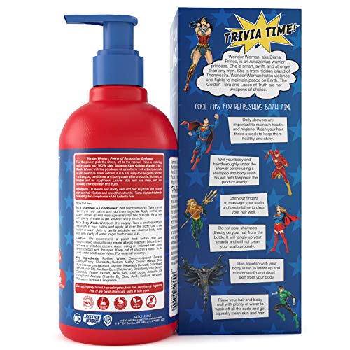 Image of WOW Skin Science Kids 3 in 1 Wash - Shampoo + Conditioner + Body Wash - Golden Warrior Wonder Woman Edition - No Parabens, Color, Mineral Oil, Silicones & Sulphate, 300 ml