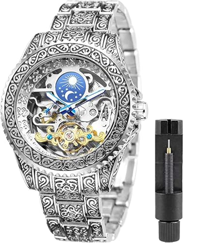 FANMIS Retro Mens Luxury Engraving Wrist Watches Moon Phase Tattoo