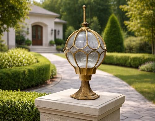 Image of Weldecor Outdoor Gate Pillar Lamp for Home Entrance Waterproof LED Garden Light (E27 Holder LED Bulb Comptaible) Antique Decorative Main Gate Post Lantern for Villa, Bungalow, Resort, Set of 2