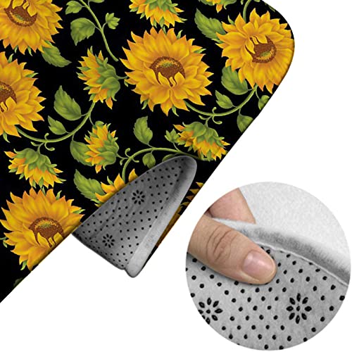 Badezimmerteppich-Set, 3-teilig, Vintage-Sonnenblumen, waschbare Badteppiche, rutschfest, mit Rückenpolster, Konturteppich und Toilettendeckelbezug – Bild 5
