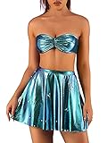 Vatocu Skalen Kurzen Rock Meerjungfrau Rock Anzug Fischschuppen Rock Set Party Club Kostüm Weibliches Temperament Mode Rock Anzug (as8, Alpha, m, Regulär, Grün 1)