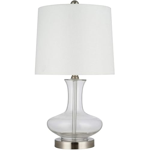 Amazon Brand – Stone & Beam Contemporary Glass Table Lamp with Narrow-Necked Body, LED Bulb Included, 20.25"H, Clear