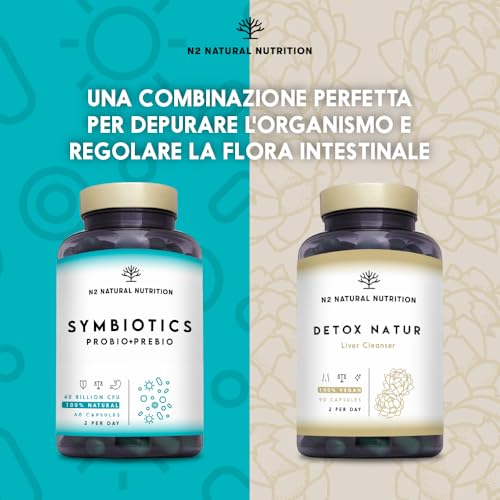 Fermenti lattici. Probiotici e Prebiotici Insieme. 40 miliardi di Batteri Probiotici Naturali con Inulina. 6 ceppi batterici. 60 Capsules N2 Natural Nutrition - 5