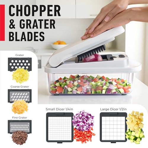 Mueller The Real Original Pro Chopper since 2013 Vegetable Chopper Mandoline Slicer, 8 Blade Food Veggie Chopper Onion Vegetable Cutter with Container, Kitchen Gadgets & Essentials, (10 in 1) image 6