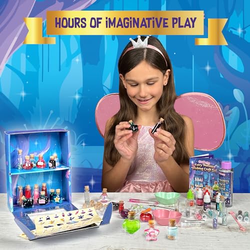GirlZone Conjunto de artesanato de desejos de poções de fadas, kit de poção infantil com 50 peças pa