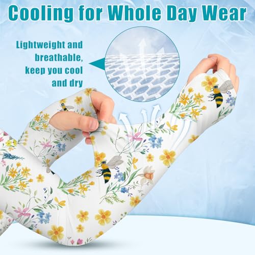 Image of Bebila Gardening Sleeves for Women Farm UV Sun Protection Anti-Scratch Cooling Sleeves with Thumb Hole Arms Cover Outdoors
