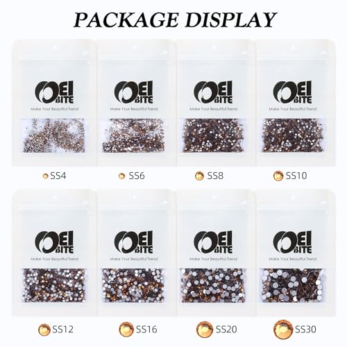 Image of Topaz Flatback Rhinestones, Glass Rhinestones for Nail Art and Craft, Glue Fix, Loose Crystal Gemstones(Topaz, SS4, 1440pcs, 1.5-1.7mm)