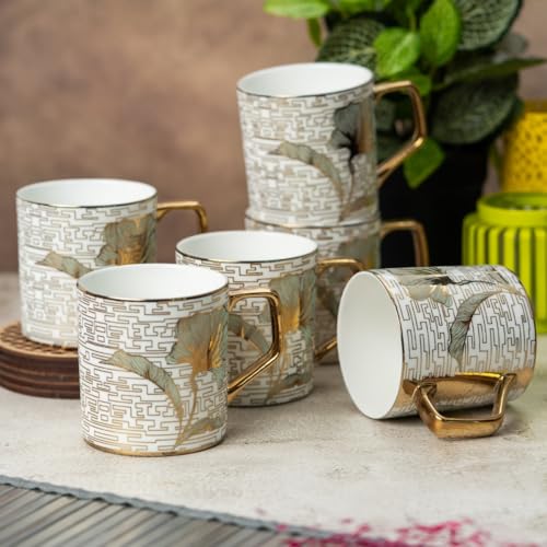 Image of Clay Craft Fine Ceramic Director Coffee Mug Set of 6-215 Ml Each, Mugs for Coffee, Cups Set, Ideal for Gifting, Perfect for Home & Office, Elegant Ceramic Tea Cup Set (E613)