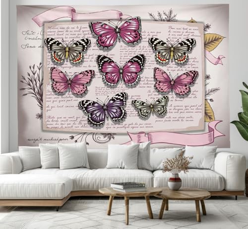 Tapiz de pared elegante con diseño de mariposa vintage para decorar tu dormitorio con estilo