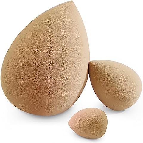 BEAKEY Trio Set: Large, Mini and Standard Makeup Sponges, Tap Beauty Sponges Bouncy and Soft, Exceptional for Powder, Cream and Liquid Blending, Cruelty-Free and Latex-Free Beauty Sponge Cover