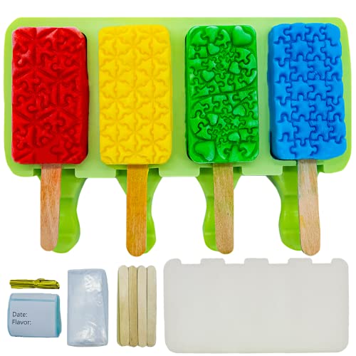 4-Piece Popsicles Mold Do It Yourself, Silicone Popsicles Made Easy To Release, Homemade Popsicle Maker, Silicone Mold, Ice Pop Mold, Ice Cream Mold With Lid #TOP2