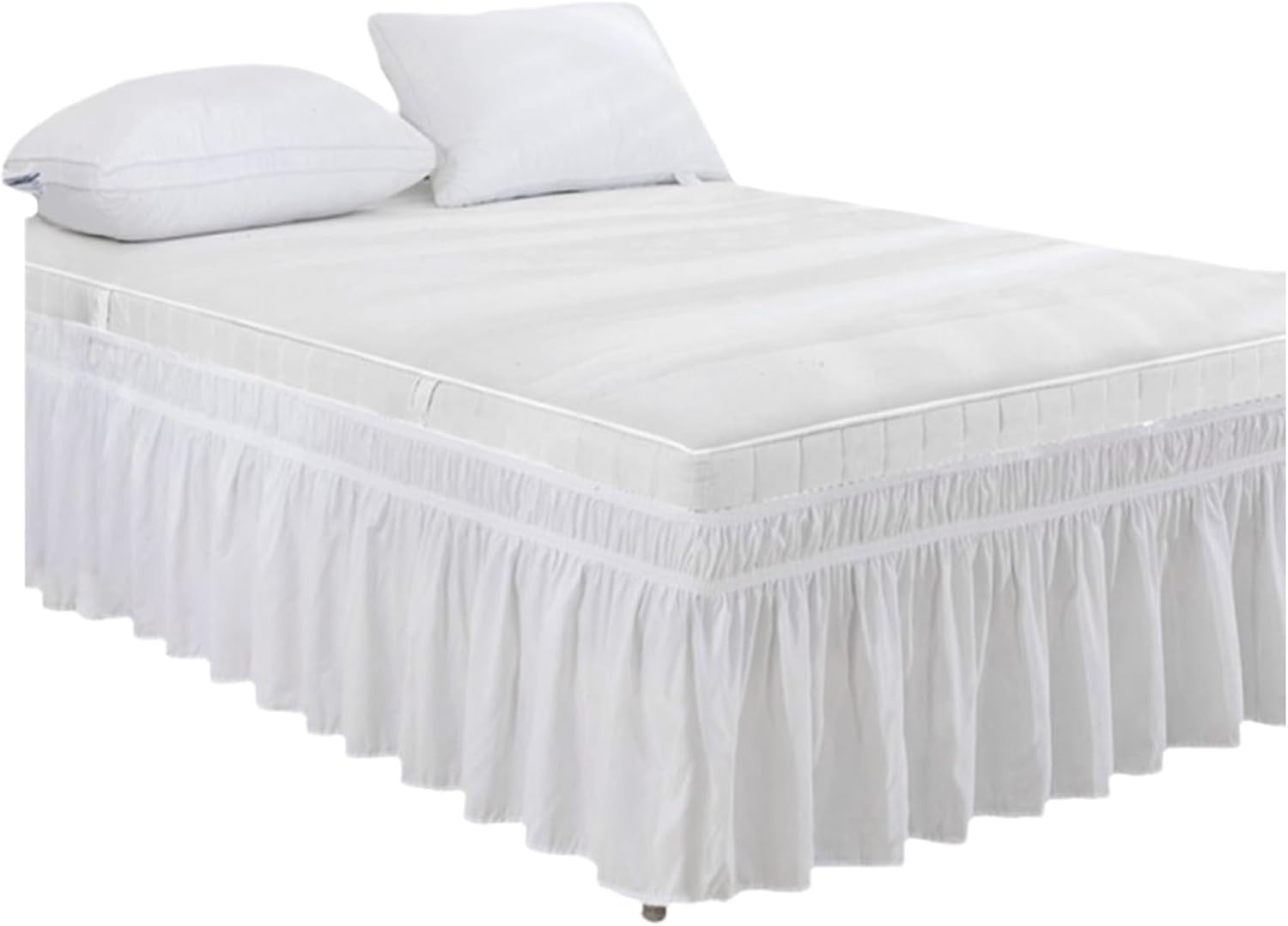 Wrap Around Bed Skirt Full Bed,Valance Sheet Bed Skirts Queen Size (Cream White, Queen)