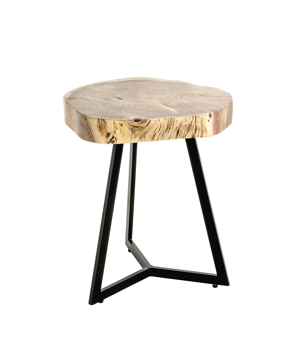 Table d'appoint ronde en acacia noir pour salon moderne - Créez un coin lecture HAKU H 50 cm