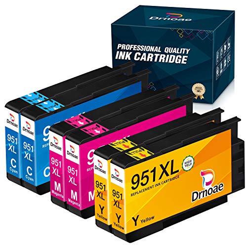 Drnoae Compatible Ink Cartridges Replacement for HP 951 XL 951XL, 2 Color Sets for HP OfficeJet Pro 8600 8610 8615 8100 8620 8630 8640 8625 251dw 271dw -6 Pack (2 Cyan, 2 Magenta, 2 Yellow)