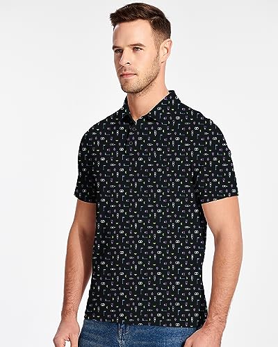 Iseegz Mens Golf Shirt Short Sleeve Funny Print Golf Polo Shirts For Men Lightweight Dry Fit Quick Dry Collared Golf Polos Casual Outdoor #TOP1
