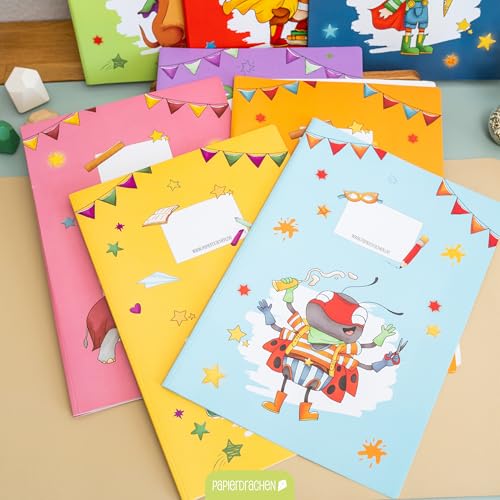 Papierdrachen 8 hochwertige Schnellhefter aus Karton für Kinder | DIN A4 | Motiv Superhelden Tiere - Schnellhefter aus 350g/m² Karton - Set Nummer 6