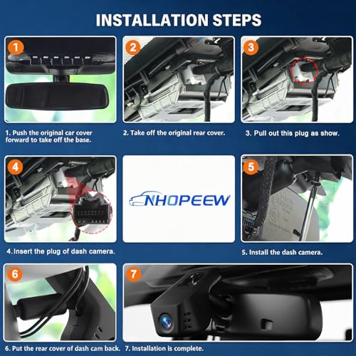 OEM Style 4K Dash Cam for 2021-2025 Ford F150 F250 F-150 F-250 XL Limited XLT Lariat Platinum Raptor King Ranch Tremor, UHD 2160P, Night Vision, G-Sensor, WiFi & App Control with 64GB Card by NHOPEEW - Image 4