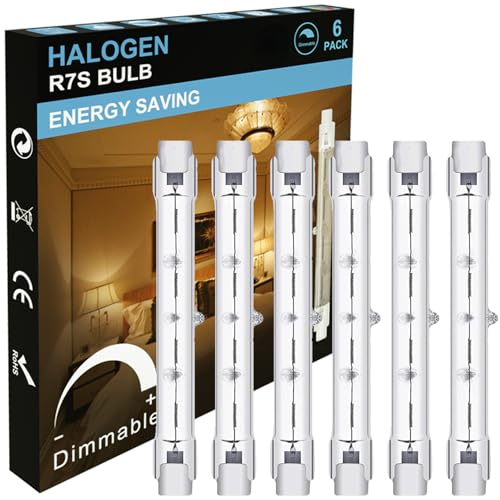 MISDOOD R7S J118mm T3 Halogen Light Bulbs 120V 500W Type THalogen Bulbs LED Replacement 4.6 Inch Long Double Ended Light Bulb for Work Security Landscape Lights Dimmable 6 Pack