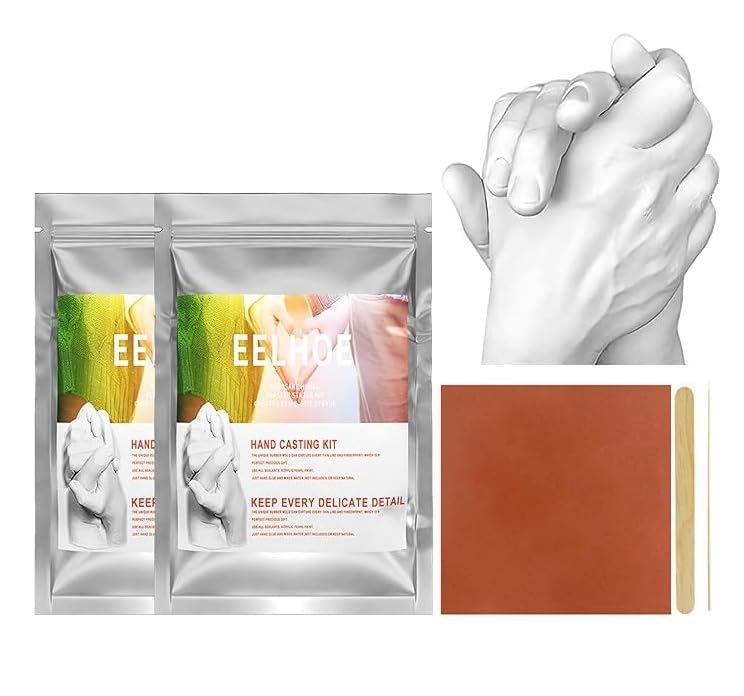 Khazna Hand Casting Kit for Couples DIY Plaster Mold Set Hand Mold Kit for Adults Kids Mold Kit for Her/Him Unique Couples Gifts for Anniversaries Bridal Showers Weddings Engagements (1 Set)
