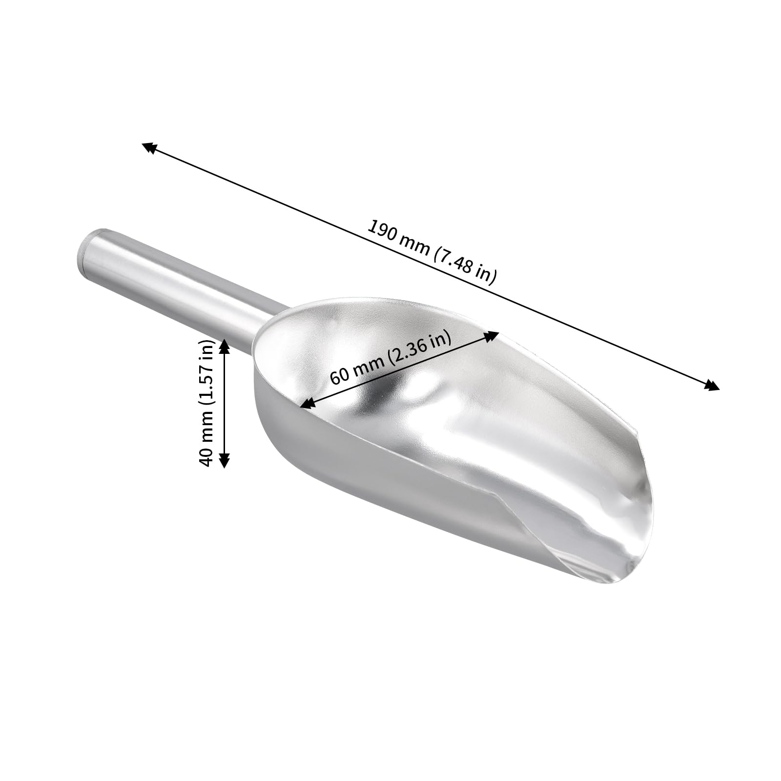 10 Paletta Ghiaccio, Paletta per Ghiaccio in acciaio inox multiuso, per alimenti feste da bar in cucina, per farina, cereali, noci, chicchi di caffè, 19 cm