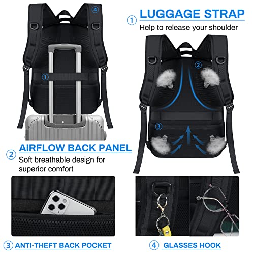 Igolumon Laptop Backpack 15.6 Inch Travel Backpack Waterproof Computer Backpack Large Work Business College Backpack Bookbag For Men Women Tsa Friendly Carry On Backpack With Usb Charging Port, Black #TOP4