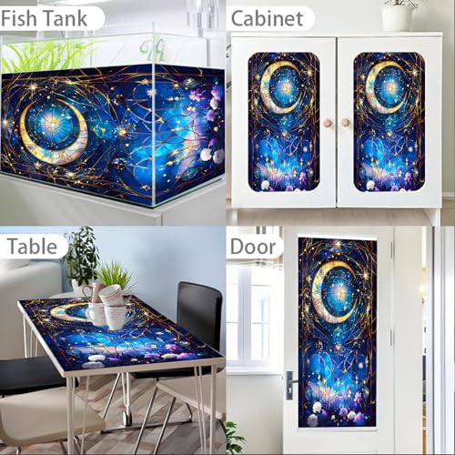 Image of Nuxovilar Frosted Moon Star Pattern Window Glass Film 17.7x39.4 in PVC