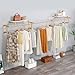 WJJAYY Industrial Pipe Clothing Rack, Wall Mounted Heavy Duty Garment Display with 2 Top Shelves for Shops, Homes, Laundry Room, Closet Storage