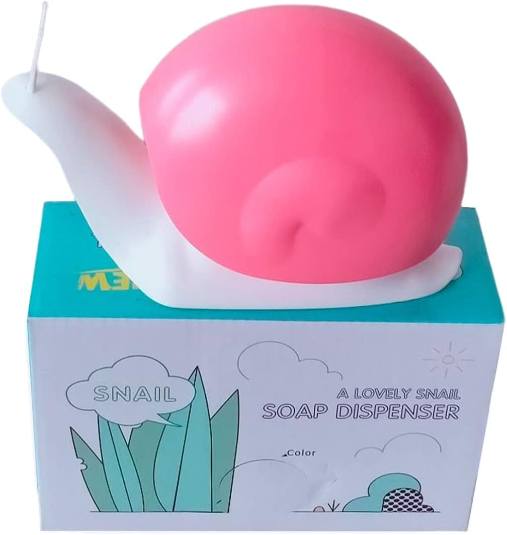 Hand Soap Dispenser 120ml Plastic Snail Soap Dispenser Kids Cute Pump Liquid Sanitizer Bottle Funny Cartoon Animal Countertop Dispenser for Bathroom Kitchen Office Toilet Hotel (Pink)