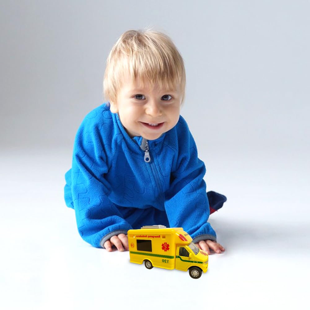 Juguete de Ambulancia de Emergencia, Educativos Metálico Mini Coches de Juguete, Regalo para Niños y Niñas Coche de Juguete para Niños a Partir de 3 Años 12.8 X 5.5 X 6.8 cm