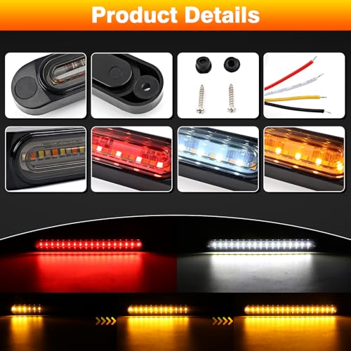 Image of 9.88 Inch Trailer Brake Tail Lights, 2 Pcs LED Sequential Turn Signal Running Lights Bar Amber Red White Rear Side Marker Lamp Strip for 12V-24V Trailer Truck Offroad Pickup RV ATV UTV Van